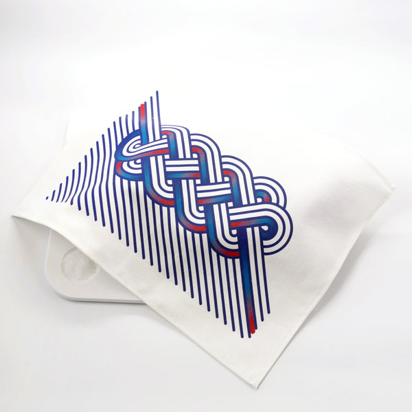 Op-Art Challah Print, in Navy Blue and Crimson Red