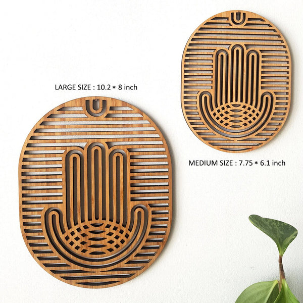 Hamsa wall art in two sizes - made of bamboo