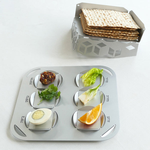 Set of Seder plate + Matzo tray, Jewish gift SPECIAL SET for Pesach, Made in Israel, Modern Passover gift, Ready to ship