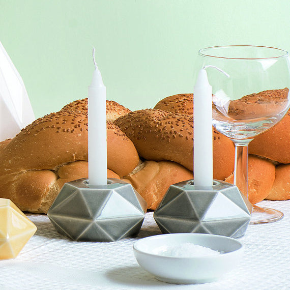 modern Shabbat candlesticks