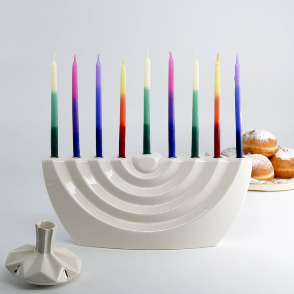 Modern Menorah - minimalist ceramic - handmade in Israel