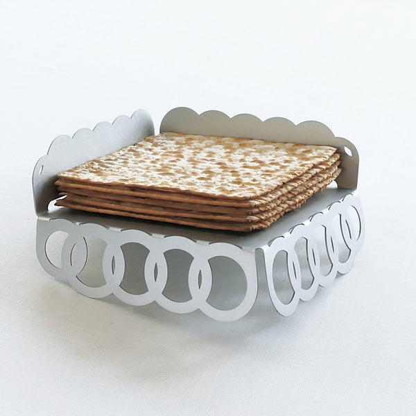 matzah tray - modern judaica - minimalist metal Matzoh plate