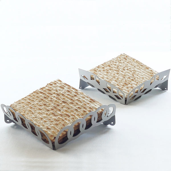 matzah tray - modern judaica - minimalist metal Matzoh plate