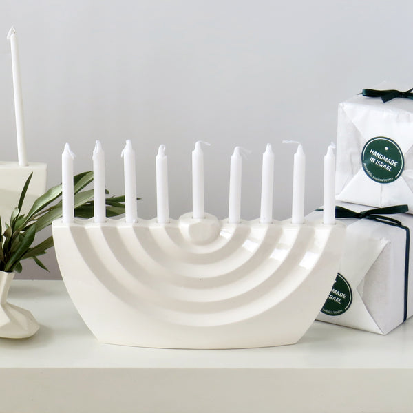 Modern Wavy Hanukkah Menorah, Chanukah Candelabra