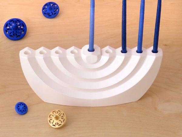 Modern Wavy Hanukkah Menorah, Chanukah Candelabra