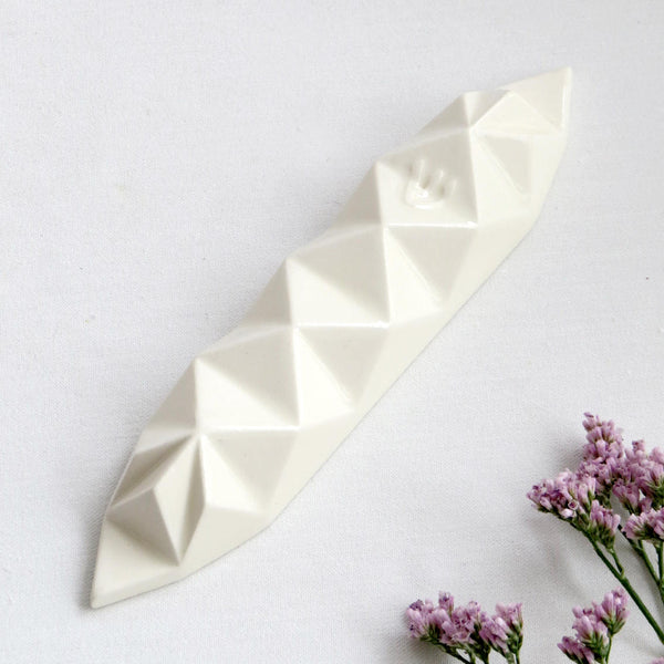 Modern mezuza white ceramic, geometric ceramic